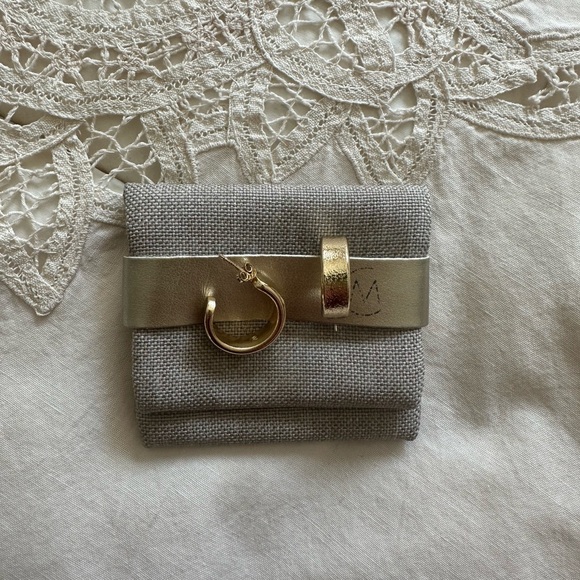 24k Gold Plated Textured Hoop Earrings - Picture 9 of 10